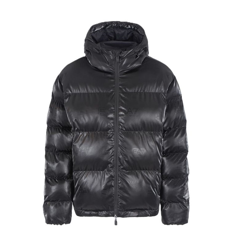 Geaca EA7 M POLY DOWN HOODED JACKET LOGO REPEAT